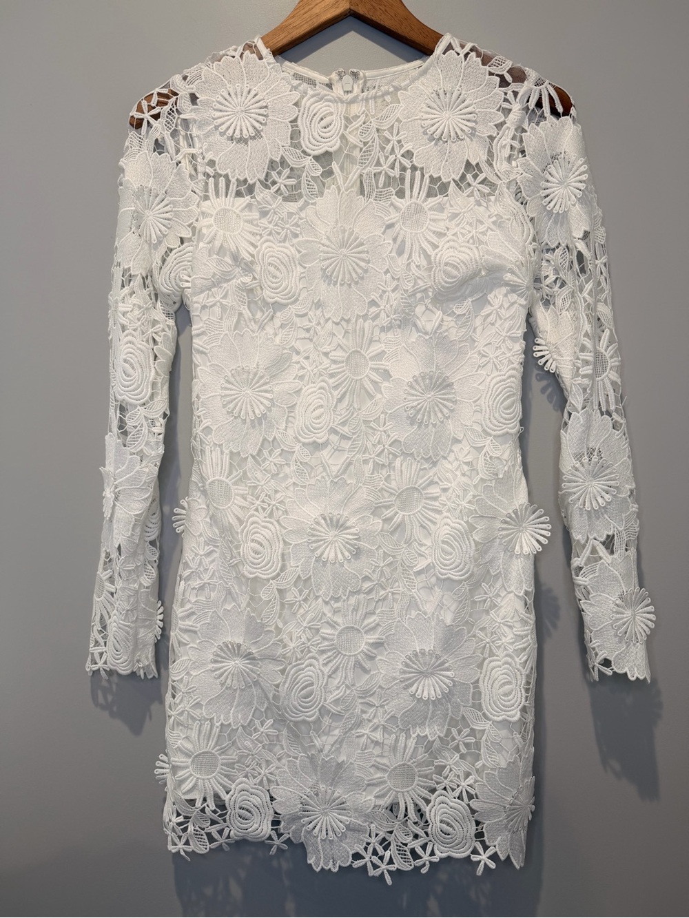 Milly White Floral Lace Long-Sleeve Sheath Dress
